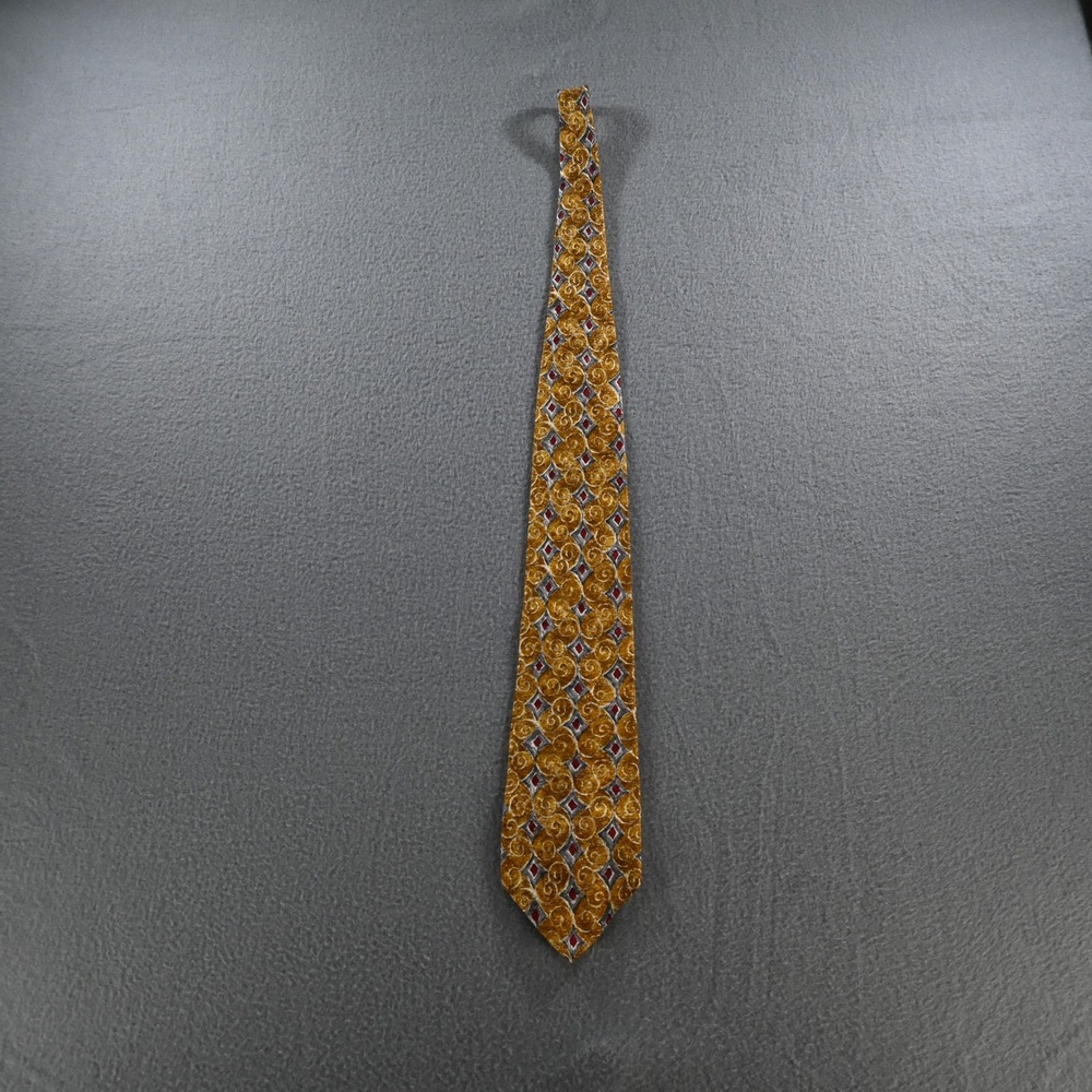 Countess Mara Mens Belk Charlotte Silk Geometric Swirl Necktie OS Gold Grey Red‎